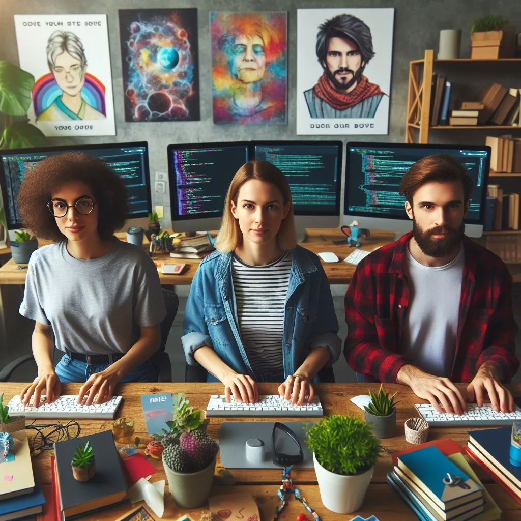 Microsoft Designer image of a group of developers working on code alt 3