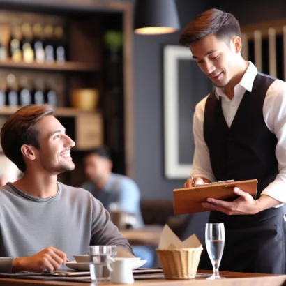 Microsoft Designer image of waiter-taking-a-customers-order