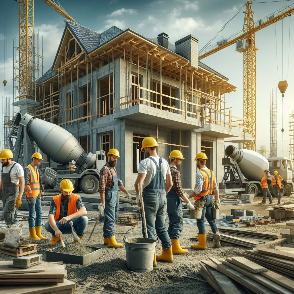 Microsoft Designer image of builders-working-on-constructing-a-house