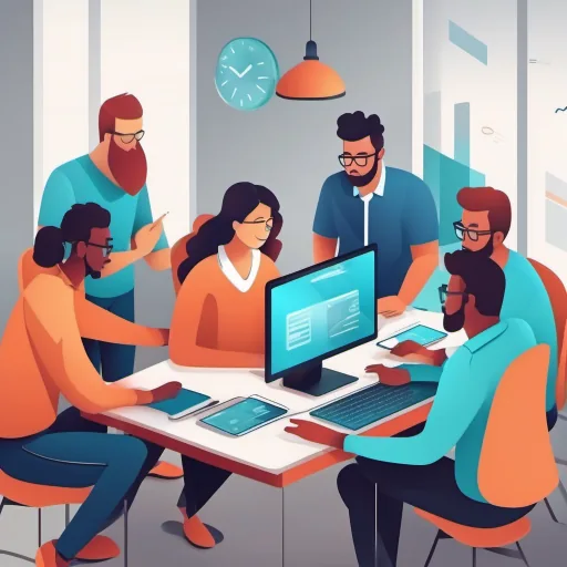 A group of people working together around a table