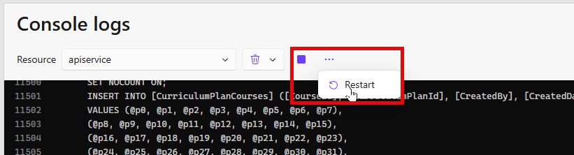 Buttons for start/stop and any custom commands