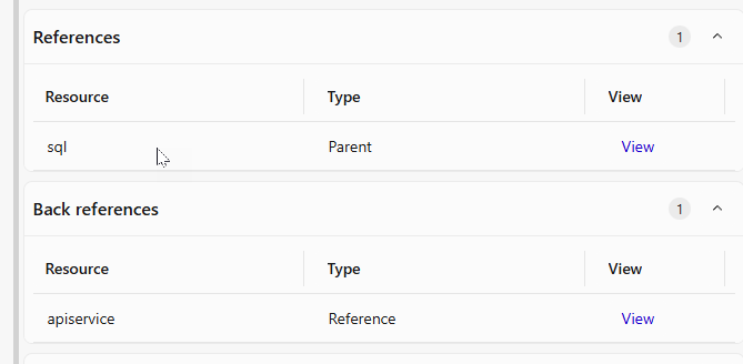 References between resources in resource details tab