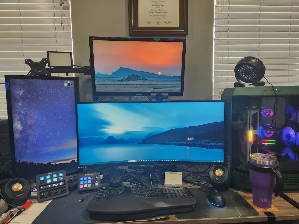 My desktop. Ignore the mess of wires…