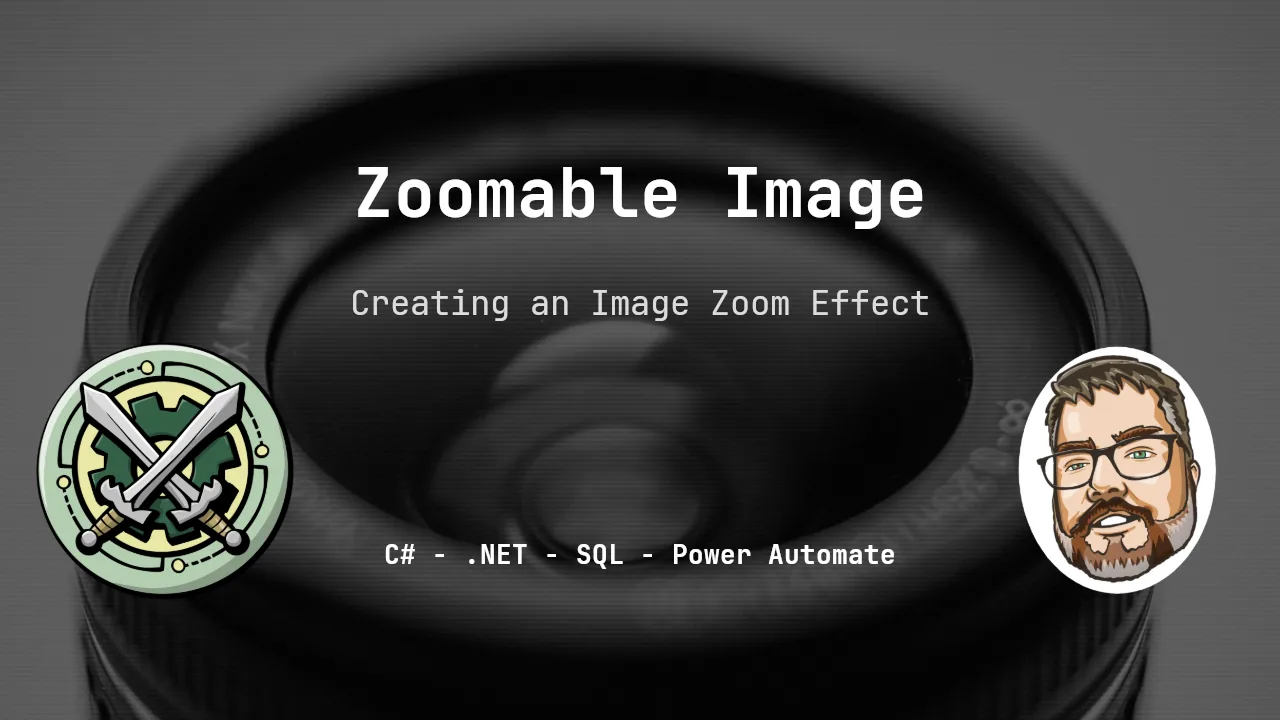 Title card of image with camera lens in background