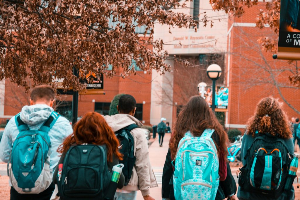 College students with backpacks