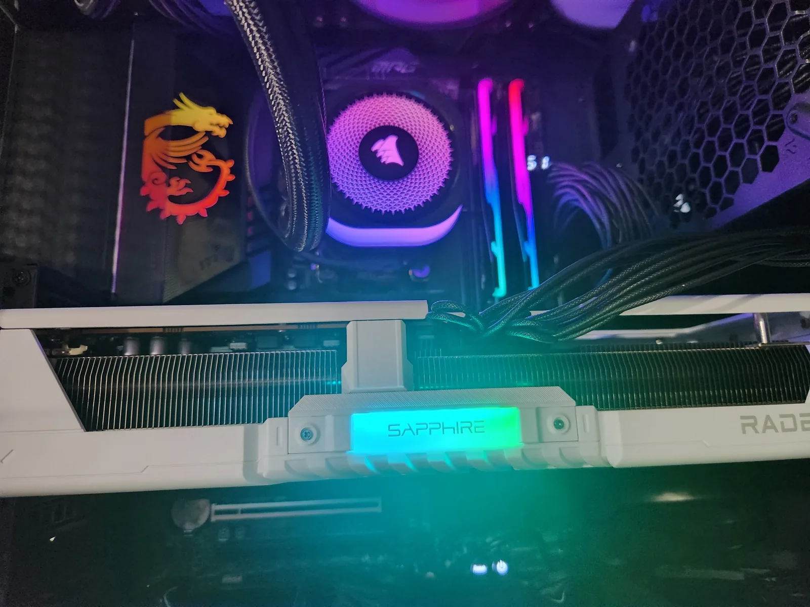 A photo of the completed PC build with all the components inside